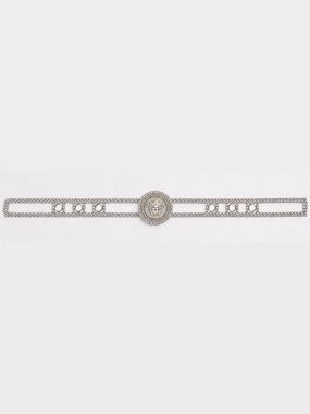 Gianni Versace Silver Chain Belt with Medusa Crystal Pave